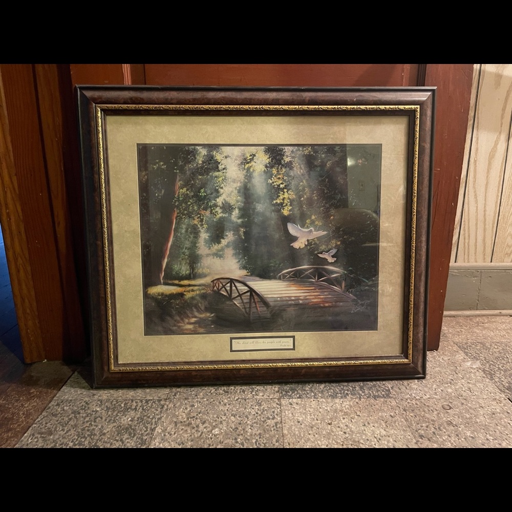 Vintage Lord Bless People With Peace Framed Art